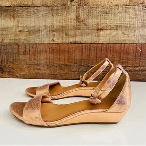 J. Crew Metallic Rose Demi Wedge Sandals